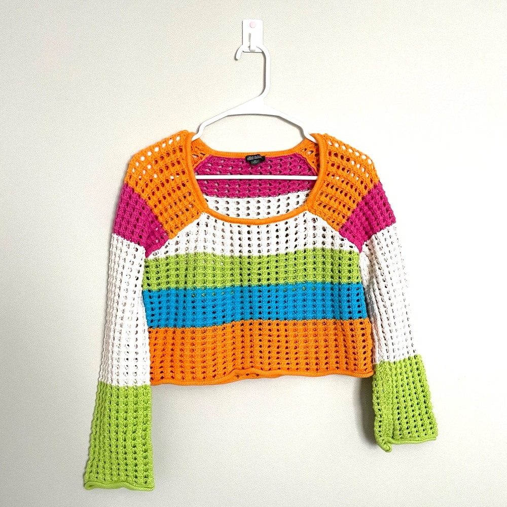 Wild Fable Colorful Crochet Sweater